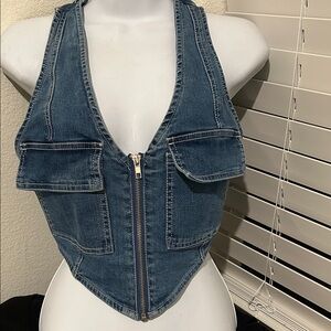 Love Tree Denim Blue Vest Top